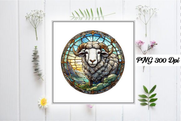 Download Sheep Stained Glass Sublimation Design - Sheep Collection