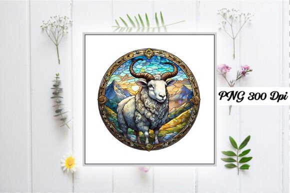Download Sheep Stained Glass Sublimation Design - Sheep Collection