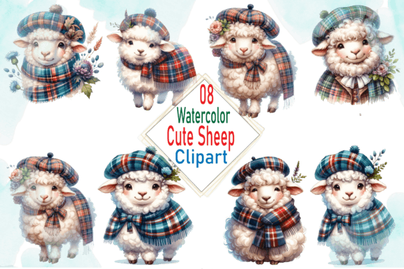 Download Watercolor Cute Sheep Clipart Bundle - Sheep Collection