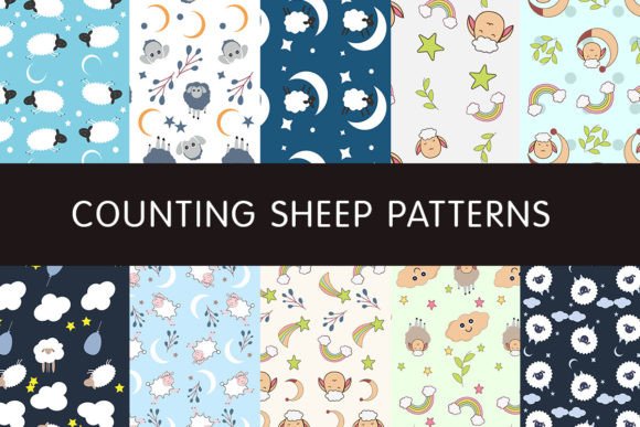 Download Counting Sheep Digital Paper Patterns - Sheep Collection