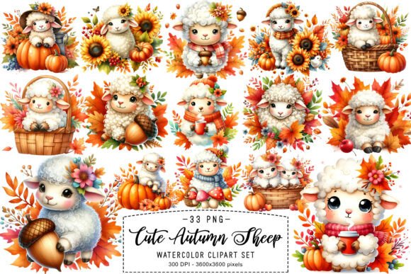 Download Cute Autumn Sheep Clipart Sublimation - Sheep Collection
