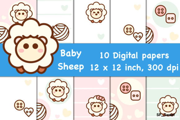 Download Baby Sheep Digital Paper Pack - Sheep Collection