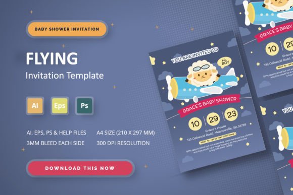 Download Flying Sheep - Baby Shower Invitation - Sheep Collection
