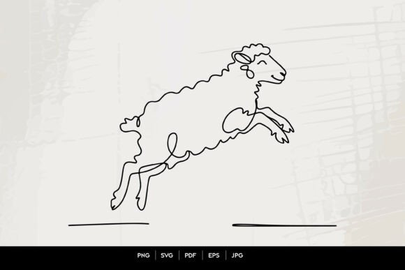 Download Single Line Happy Sheep Jumping - Sheep Collection