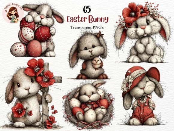 Download Whimsical Easter Bunny Clipart Bundle - Easter bunny clipart Collection