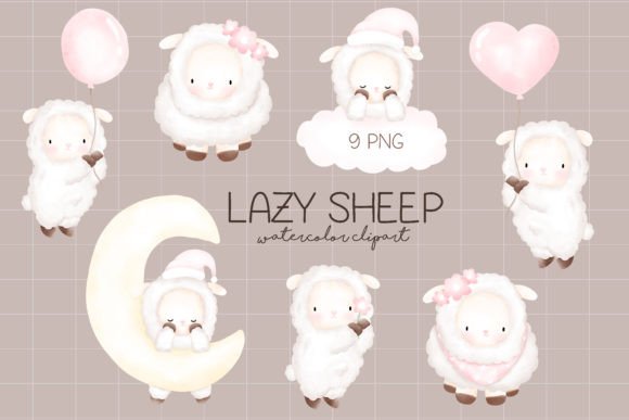 Download Lazy Sheep Watercolor Clipart - Sheep Collection