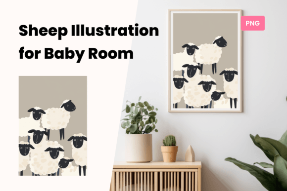 Download Happy Sheep Minimalist Art for Babies - Sheep Collection