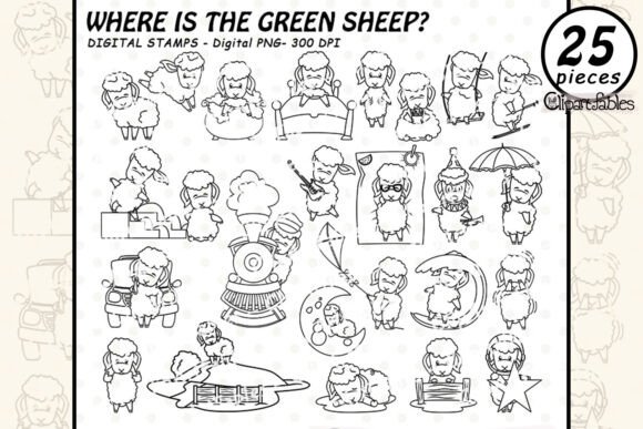 Download Where is the GREEN SHEEP? Digital Stamps - Sheep Collection