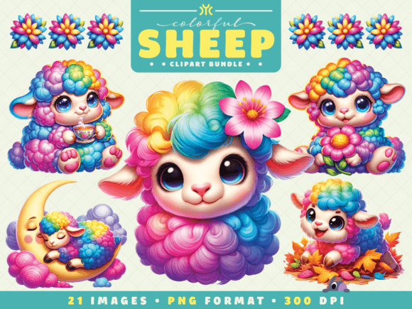 Download Cute Colorful Sheep Clipart - Sheep Collection