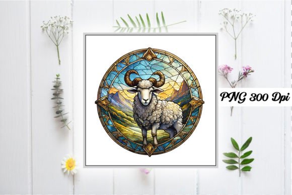 Download Sheep Stained Glass Sublimation Design - Sheep Collection