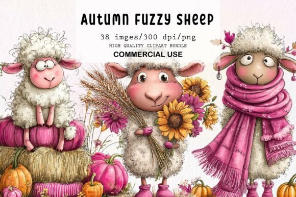 Download Cute Autumn Fuzzy Sheep PNG Clipart - Sheep Collection