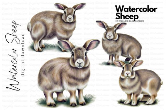 Download Cute Fluffy Watercolor Sheep - Sheep Collection