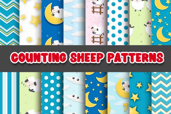 Download Counting Sheep Digital Paper Patterns - Sheep Collection
