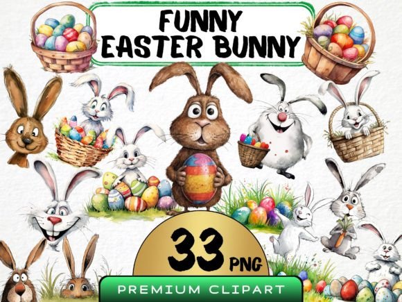 Download Funny Easter Bunny Clipart Bundle - Easter bunny clipart Collection