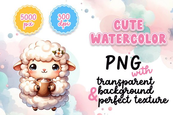 Download Cute Watercolor Sheep with Hot Cocoa - Sheep Collection